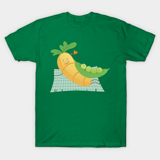 Carrot and Peas in Love T-Shirt by Queenmob